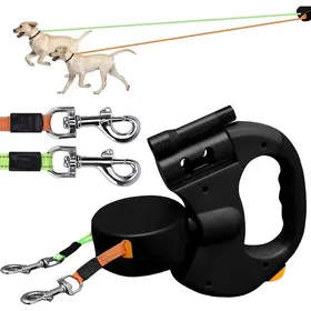 Comparer les prix de Laisse Rétractable Double Enrouleur 3m 360° Anti-Enchevêtrement pour Chiens Moyens et Grands .