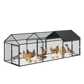 Comparer les prix de Grand Poulailler Métallique en Acier Galvanisé Toit Imperméable + Anti-UV Parc Grillagé Portable pour Poules Lapins 3x1x1m-Noir