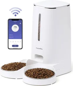 Comparer les prix de Distributeur Croquettes Chat Automatique,4L Distributeur Croquettes Pour Chiens Et Chats Avec 2 Bols En Acier Inoxydable,10 Repas