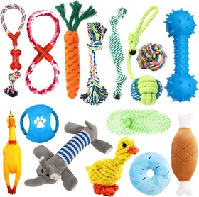 Comparer les prix de Jouets Pour Chien,Jouet Chien Corde Ensemble De 15 Pièces Jouet À Mâcher Pour Chien,Jouet Interactif Chien De Coton Durable Très É