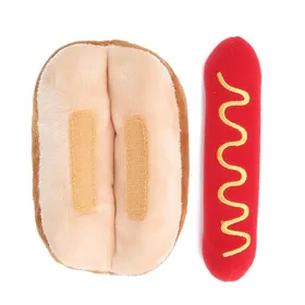 Comparer les prix de Jouet en peluche doux pour chien en forme de hot-dog son détachable exquis jouets pour chats et chiens
