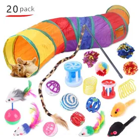Comparer les prix de Ensemble de jouets pour chats - Phoesky - 20 pièces - Sisal - Bâton de taquin - Épée - Balle - 34x32x8 cm - Écologique