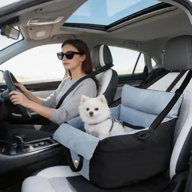 Meilleurs prix pour Housses de Siège dauto pour Chien - BingoPaw - Coussin de Voyage avec Rangements Sangle de Sécurité et Antidérapant - Noir