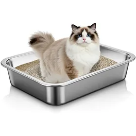 Meilleurs prix pour Bac Litière Chat Inox Robuste Ouvert Anti - déformation Stable pour Chatons