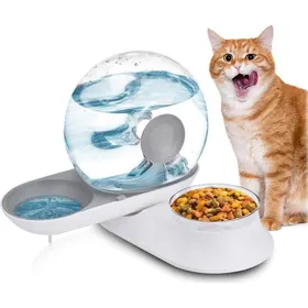Comparer les prix de Distributeur de Croquettes et Eau 2 en 1 Automatique Nourriture Dispenser avec 2.8L pour Chat & 240g Gamelle Chats Chien Animaux