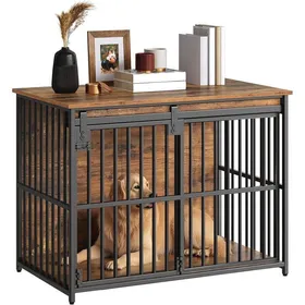 Comparer les prix de HOOBRO Cage pour Chiens Niche Moderne pour Chien Intérieur Maisonnette pour Animaux 93 x 60 x 76 cm Marron rustique