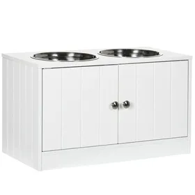 Meilleurs prix pour Gamelle - Ecuelle Surélevée Pour Chien 2 Bols Inox + Support 44L À Portes Magnétiques Blanc - Eau & Nourriture