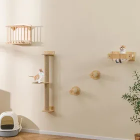 Meilleurs prix pour GIANTEX Arbre à Chat 4-en-1 Murale  avec Griffoir à 3 Niveaux Hamac Poteaux à Griffer et Maison pour Chat Mobilier Design