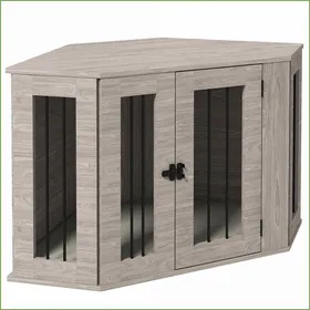 Comparer les prix de Cage pour chien - PawHut - Modèle en coin avec coussin et verrou - Pour chiens moyens - Noisette
