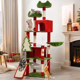 Meilleurs prix pour Arbre à chat - GREENVEA - 190 cm - 2 appartements spacieux - 3 perchoirs moelleux - 2 hamacs - Poteaux en sisal
