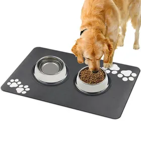 Meilleurs prix pour Tapis Absorbant Antidérapant 60x40 cm pour Gamelle Gris Facile à Nettoyer Lumiryn