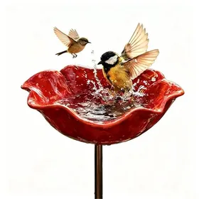 Meilleurs prix pour 2 PCS Mangeoire/bain à oiseaux–Nosheir – Métal – Motif floral – 60 cm de haut 15 cm de diamètre – Convient aux jardins et pelouses