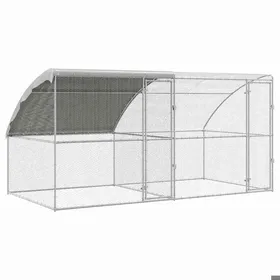 Meilleurs prix pour [6597584]Poulailler Enclos - Cage à poules Argent 400x200x198.5cm Acier galvaniséPoids:39.9 Kg