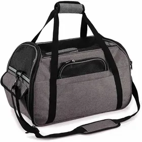 Comparer les prix de Sac de transport pour chat petit chien ou lapin homologu pour voyage en train voiture avion gris VHV