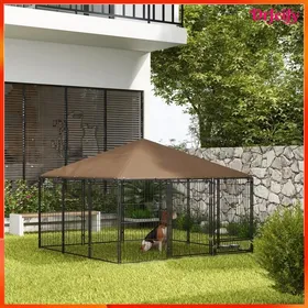 Meilleurs prix pour Chenil extérieur pour chiens - AKOZON - 10517 - Acier inoxydable - Bâche Oxford imperméable - 211x211x151 cm