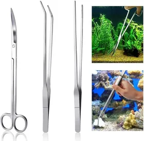 Meilleurs prix pour Kit d'aquarium accessoires d'outils INOX réservoir d'aquarium pinces à plantes ciseaux ensemble d'outils Kits de démarrage de poiss