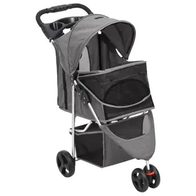 Meilleurs prix pour Bon plan Poussette dAnimaux Poussette pour chien pliante Gris 80x46x98cm Tissu Oxford Thome2313009