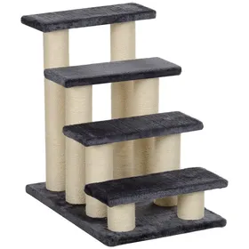 Comparer les prix de Escalier 4 Marches pour Animaux – Gris – Peluche Douce – Pour Chiens/Chats âgés – 60x405x59 cm