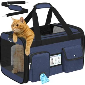 Meilleurs prix pour Sac Transport Chat Chien Approuvé Aviation - Caisse de Transport Pliable jusquà 9kgTissu Oxford 600D Matelas AmovibleBleu