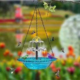 Comparer les prix de Mangeoire suspendue pour oiseaux - Virex® - Énergie solaire - Double couche titane-violet - Bords ondulés décoratifs
