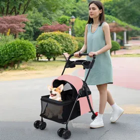 Comparer les prix de BIPLUT Poussette pliante rose pour chien/chat - Léger & compact idéal voyages et balades - POUSSETTE POUR ANIMAUX