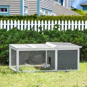 Comparer les prix de Clapier cage lapin Convient pour 1 ou 2 lapins  grand espace en bois gris dim.115x66x475 cm