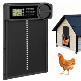 Meilleurs prix pour Porte Poulailler Automatique Écran LCD Programmable Étanche Noir Porte de Poulailler Automatique en Alliage dAluminium Aliment