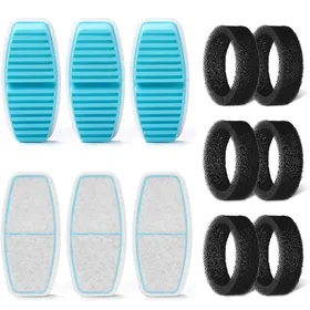 Comparer les prix de Filtre Chat: 12 Filtre Fontaine Chat - 6 Filtres + 6 Éponges - Cheveux Filtrants - Triple Filtration - FOFNON Fontaines pour Chats