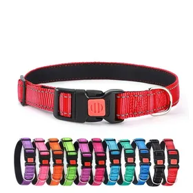 Meilleurs prix pour Collier pour Animal de Compagnie en Nylon Réfléchissant avec étiquette de Chien Gravée pour Les Chiots Rouge