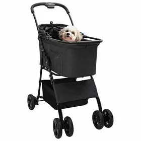 Comparer les prix de [4327079]Poussette Pliante pour Animaux - remorque de transport Réglable Noir 81x47x99cmPoids:8.24 Kg