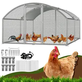 Meilleurs prix pour Yaskilosiu Poulailler 3×4×2 m avec toit arqué – Enclos pour petits animaux volière extérieure cage à poules en acier ga