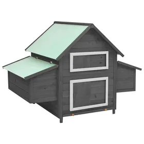 Meilleurs prix pour SALE 2026 Cage à poulets Gris - Poulailler Gris et blanc 150x96x110cm - bois de sapin massif PRO160595234