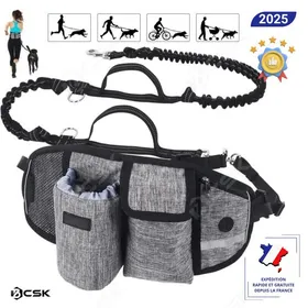 Comparer les prix de Laisse mains libres 1 chien BCSK® - Pochette téléphone hydratation  Ceinture ajustable absorption choc  Canicross course à pied