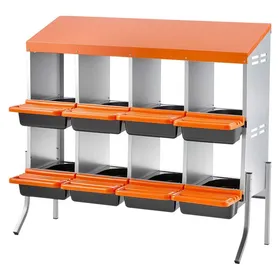 Meilleurs prix pour Pondoir à Poules-Duoku-8 Compartiments-Acier Galvanisé et Plastique-avec Pieds de Support-106x525x99 cm
