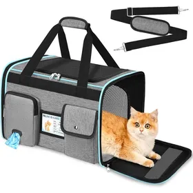 Meilleurs prix pour Sac Transport Chat Chien Approuvé Aviation - Caisse de Transport Pliable jusquà 9kgTissu Oxford 600D Matelas AmovibleGris