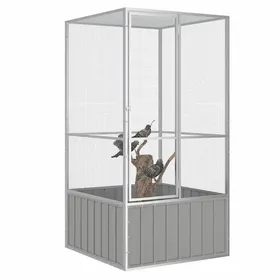 Meilleurs prix pour （Haute qualité）Gris Cage à oiseaux Gris 111x107x2115cm Acier galvaniséPoids 28.1 Kg_729715