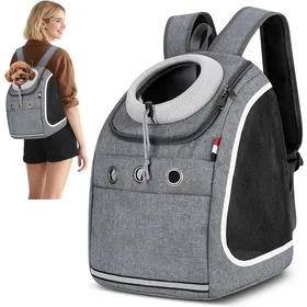 Meilleurs prix pour 1 Sac à Dos pour Chien Respirant et Pliable 40x25x37cm Polyester Sangle de Sécurité Voyage Randonnée Camping .