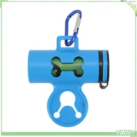 Meilleurs prix pour VGEBY Distributeur de sacs à caca pour chien avec mousqueton en métal Boîte à déchets bleue et 1 rouleau de sac poubelle