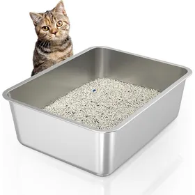 Comparer les prix de Bac à litière Chat Acier Inoxydable - 1 Unité - Métal Anti-odeurs - Surface Lisse - Pour Chats Adultes et Lapins  MICRODERMABRASION