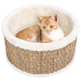 Meilleurs prix pour Panier pour chat - vidaXL - Rond 36 cm - Herbiers marins - Beige