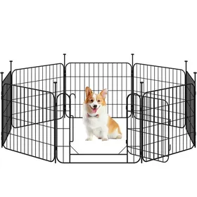 Meilleurs prix pour Yaheetech Parc pour Chien Pliable en Métal avec Porte et Piquets Enclos Modulable Carré Rond 60 × 50 cm Noir