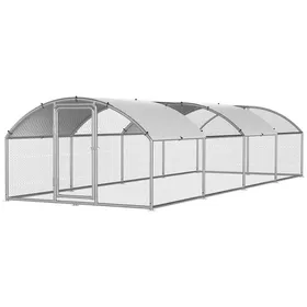 Comparer les prix de Yaskilosiu Poulailler 3×8×2 m avec toit arqué – Enclos pour petits animaux volière extérieure cage à poules en acier ga
