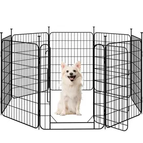 Comparer les prix de Yaheetech Parc pour Chien Pliable en Métal avec Porte et Piquets Enclos Modulable Carré Rond 60 × 80 cm Noir