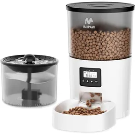 Comparer les prix de Distributeur Croquettes Chat Autatique et Fontaine à Eau Distributeur Croquettes Chien Sèche Programmable 16 Repa FONTAINE A EAU