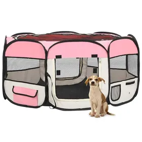 Meilleurs prix pour Enclos pour Chiot BDM - Parc pliable pour chien avec sac de transport - Rose 145x145x61cm DECO J4353986
