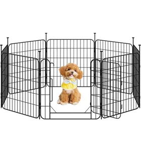 Comparer les prix de Yaheetech Parc pour Chien Pliable en Métal avec Porte et Piquets Enclos Modulable Carré Rond 60 × 60 cm Noir
