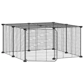 Comparer les prix de Meilleures Poulailler-Enclos-Cage animaux - de compagnie à 12 panneaux et porte Noir 35x35 cm SSD4539214