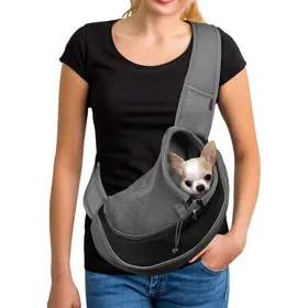 Comparer les prix de Sac de transport pour chien et chat - Maille respirante - Sac bandoulière noir en maille - 35 x 22 cm - Sac à dos pour animaux -