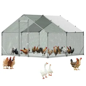 Meilleurs prix pour Enclos Poulailler en Métal-VEVOR-3 x 3 x 2 m-Parc à Poules Grillagé avec Couverture-Structure Robuste-Toit en Pente