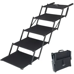 Comparer les prix de Escalier pliable pour chien extra large – rampe antidérapante avec poignées en mousse 5 marches charge max. 110 kg